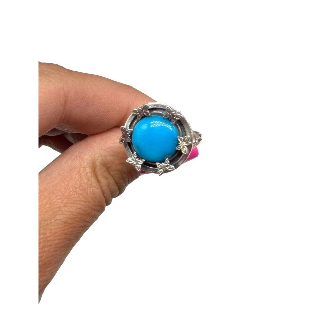 Morenci Mine Turquoise Ring Size 8 Solid 925 Sterling Silver Butterfly